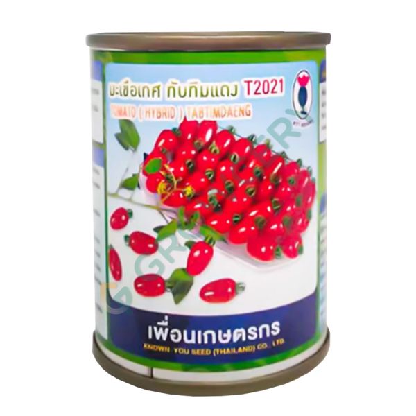 มะเขือเทศ ทับทิมแดง T2021 ยี่ห้อ เพื่อนเกษตร ขนาด 20 ก. (กระป๋อง)