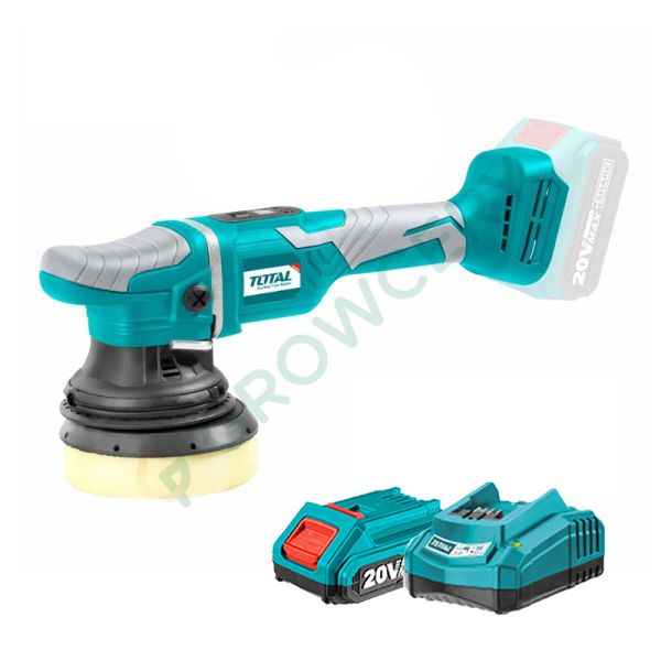 เครื่องขัดสีรถยนต์ 6 นิ้ว แบตเตอรี่ ยี่ห้อ TOTAL รุ่น TAPLI2002 Brushless Motor (พร้อมกับแบตเตอรี่ 2 Ah และแท่นชาร์จ)