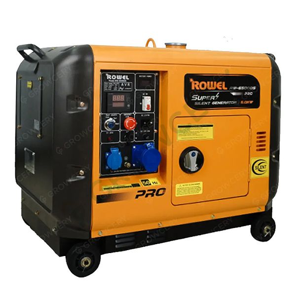 เครื่องปั่นไฟ ไดทำไฟ เบนซิน 5.5 KW ยี่ห้อ ROWEL รุ่นพิเศษเสียงเงียบ RW-6500DS PRO (กุญแจสตาร์ท Generator)