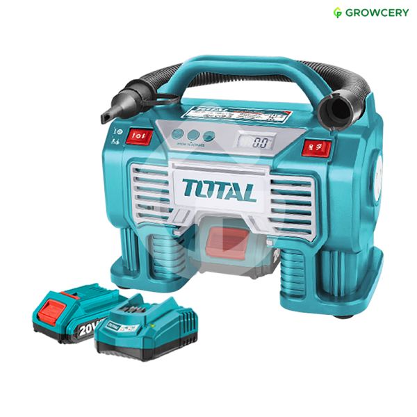 SET ปั๊มลมมินิ ปั๊มลมแบตเตอรี่ไร้สาย 20V ยี่ห้อ Total รุ่น TACLI-2002