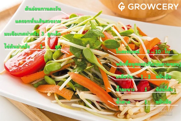 สลัดยำต้นอ่อนทานตะวัน